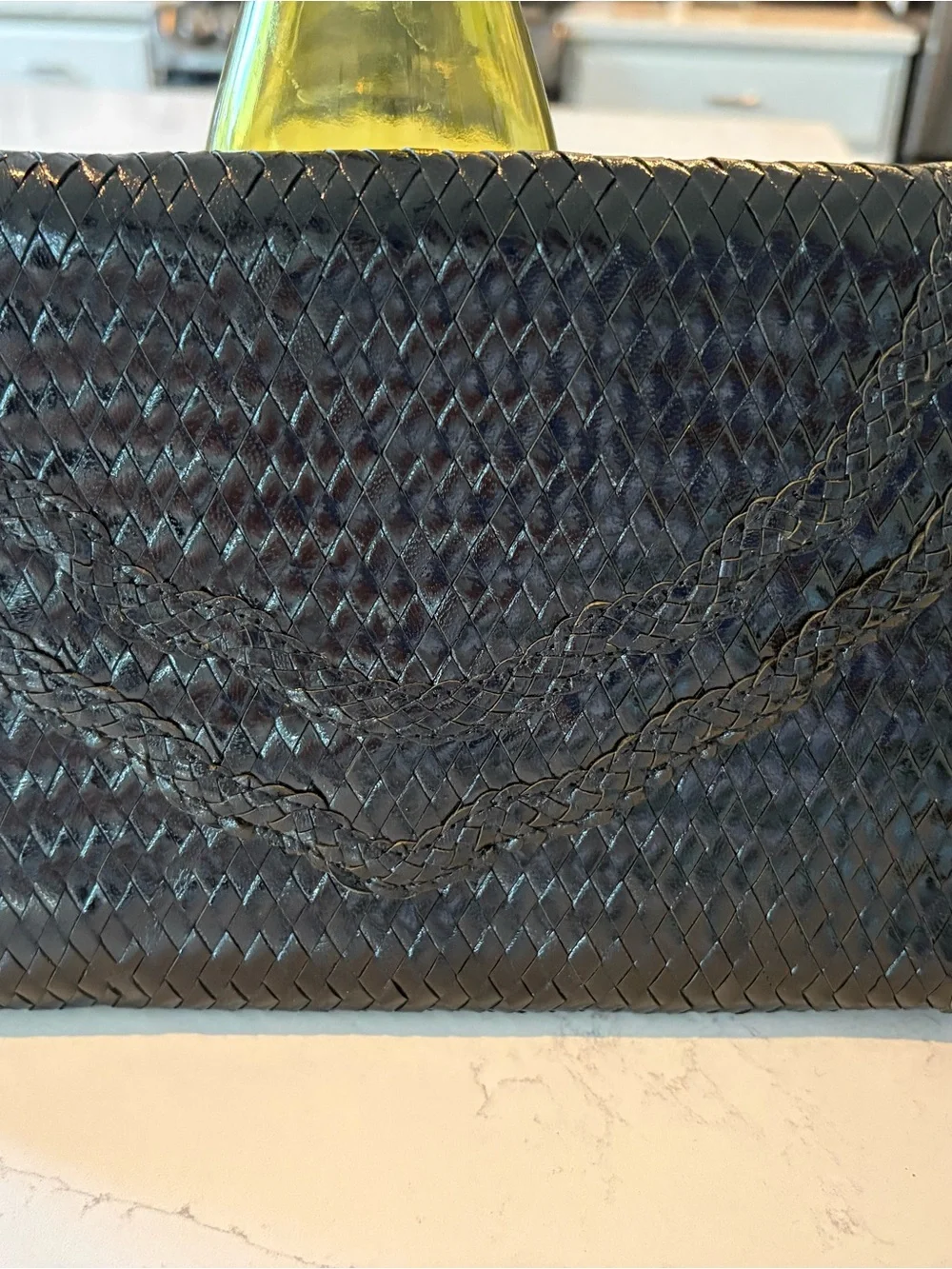 YSL  Black Woven Patent Envelope vintage Clutch with off label chain - Picture 3 of 14